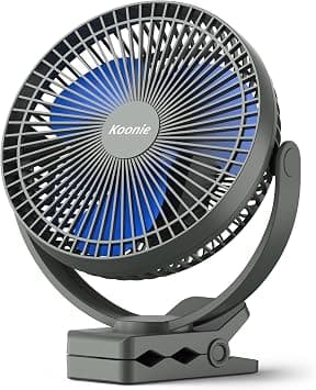 Koonie 10000mAh Rechargeable Portable 8-Inch Clip-on Fan, USB Car Fan 4 Speeds, Sturdy Clamp for Office Desk, Golf Cart, Stroller, Outdoor, Travel, Camping, Tent, Gym, Treadmill على Amazon.ae - متتبع الأسعار