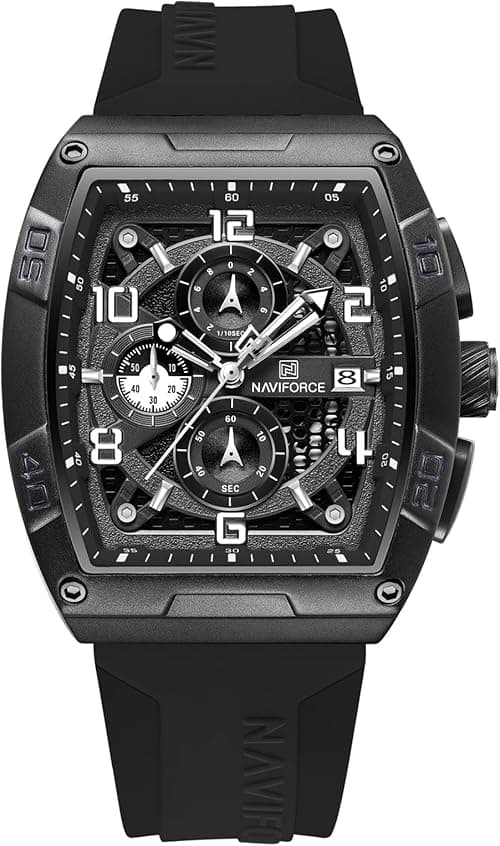 NAVIFORCE NF8052 Luminous Hollow Dial Barrel-Shaped Silicon Strap Sports Watch on Amazon.ae - Price Tracker