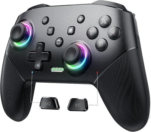 Pinke Controller Wireless, Gamepad, Bluetooth Controller, Pro Controllers Compatible For Switch Lite/Oled/Pc, One-Key Pairing Gamepad With 9-Color Rgb Leds, Black on Amazon.ae - Price Tracker