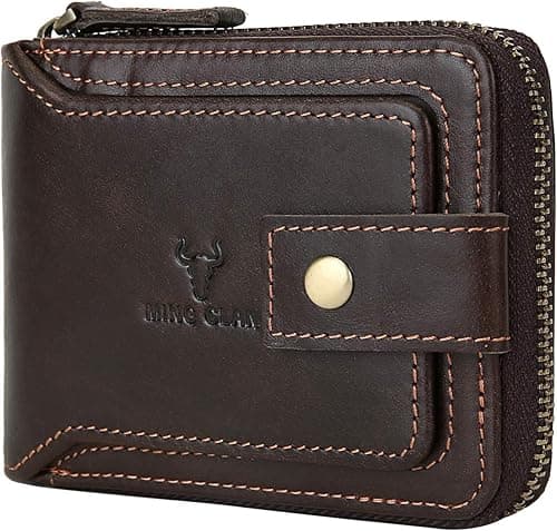 MING CLAN Zipper Wallet Men RFID Blocking Leather Bifold Wallets For Men - Flap ID Window Zip Coin Pocket Mens Zipper Wallets - Big Capacity on Amazon.ae - Price Tracker