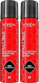 L'Oréal Paris Infaillible Setting Spray for Face Makeup 3-Second Setting Mist 36H No-Transfer Waterproof Lightweight Quick Dry Formula Resistant To Sweat and Water - 2 Bottles of 75ml on Amazon.ae - Price Tracker