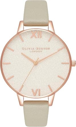 Olivia Burton Women's Watch White Dial Steel Grey Leather Strap - OB16GD89 on Amazon.ae - Price Tracker