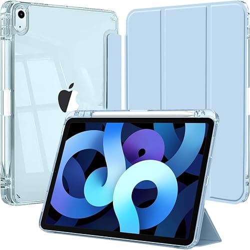 Case for iPad Air 11 Inch M4/M3/M2 (2026/2025/2024), iPad Air 5th/4th (2022/2020) with Pencil Holder, Clear Transparent Back Slim Stand Shockproof Tablet Cover, Sky Blue على Amazon.ae - متتبع الأسعار