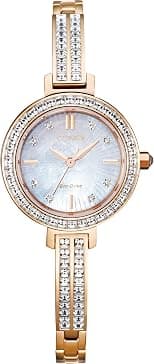 Citizen Women's Classic Eco-Drive Watch, Stainless Steel, Pink Gold Bracelet, White Dial - Best Deal Finder