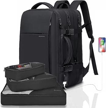 BANGE 1908 with cubes Travel Backpack, Carry On Backpack Durable Convertible Duffle Bag Fit for 17.3 Inch Laptop for Men and Women (35LBlack(with3 Mudiem), Black(35lwith3cubes), Medium, Laptop على Amazon.ae - متتبع الأسعار
