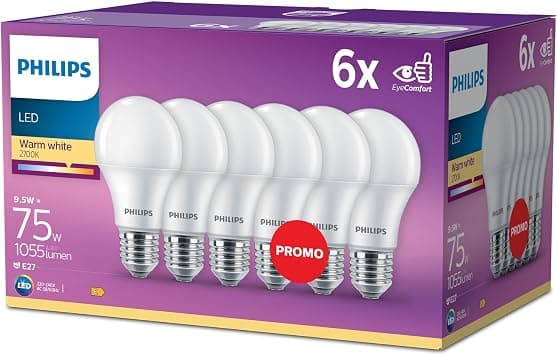 Philips LED Classic E27 6 Pack (60 Watt), Matte LED Bulbs with Warm White, Energy Saving Bulbs with Long Life, New Generation - Amazon.ae Price Tracker