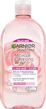 Garnier Micellar Water with Rose Water and Glycerin, Hydrating Facial Cleanser & Makeup Remover, For All Skin Types, Vegan, Cruelty Free, 23.7 Fl Oz (700mL), 1 Count - Best Deal Finder