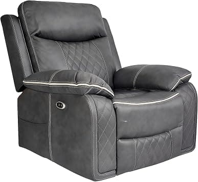 Multi Home Furniture Grey Electric Recliner Chair – Lazy Sofa Chair with Massage, USB Port, Storage Pockets, 360° Swivel Rocking Motion, Extra Padded PU Leather Sofa Fabric Recliner Sofa Single Sofa على Amazon.ae - متتبع الأسعار