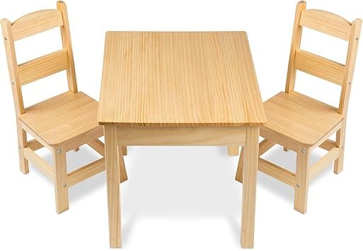 Melissa & Doug Solid Wood Table and 2 Chairs Set - Light Finish Furniture for Playroom - Amazon.ae Price Tracker