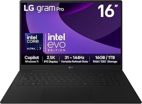 LG Gram Pro 16Z90TP-G.AA78A1 laptop Intel Core Ultra 7 255H Notebook 40.6 cm [16] 2.5K 16 GB LPDDR5x-SDRAM 1 TB SSD Wi-Fi 7 [802.11be] Windows 11 Home UK English Black (LG gram Pro 16 INCH U on Amazon.ae - Price Tracker