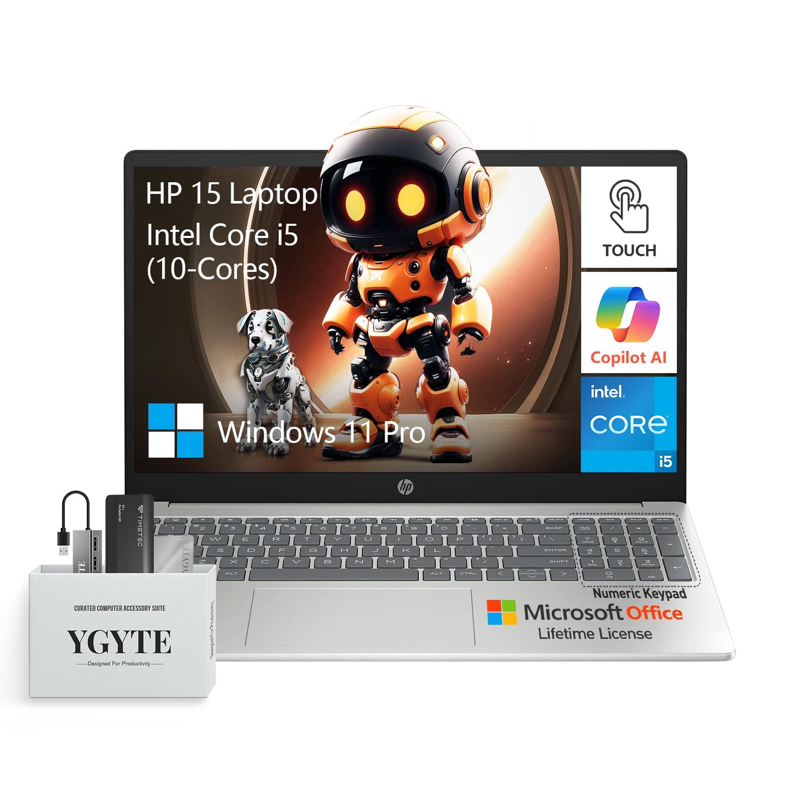 HP 2025 15.6 Laptop Touchscreen Computer,Intel 10-Core i5,Touch Screen Laptop 15 Inch,16GB RAM 1.5TB Storage (1TB SSD+512GB PSSD),Windows 11 Pro Lifetime Office,Number Pad,YGYTE on Amazon.ae - Price Tracker