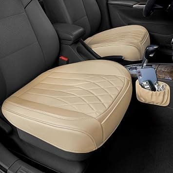 BEITK 2 Pack Leather Front Car Seat Cover Bottom Car Seat, Universal Anti-Slip Driver Car Seat Protectors with Storage Pocket, Waterproof Bottom Auto Seat Cushion Pad Mat for Most Vehicles(Beige) on Amazon.ae - Price Tracker
