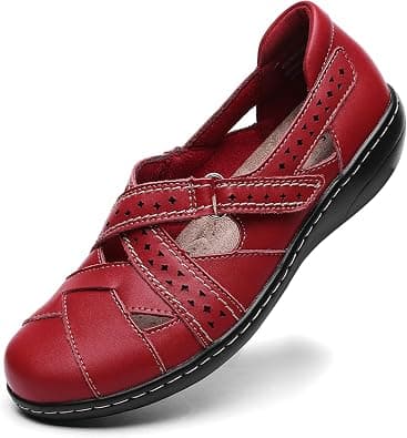 Irrefour Women's Classic Genuine Leather Casual Loafer Cute Slip-On Fashion Closed Toe Flat Sandal Comfy Work Sandal Everyday Walking Shoe - Best Deal Finder