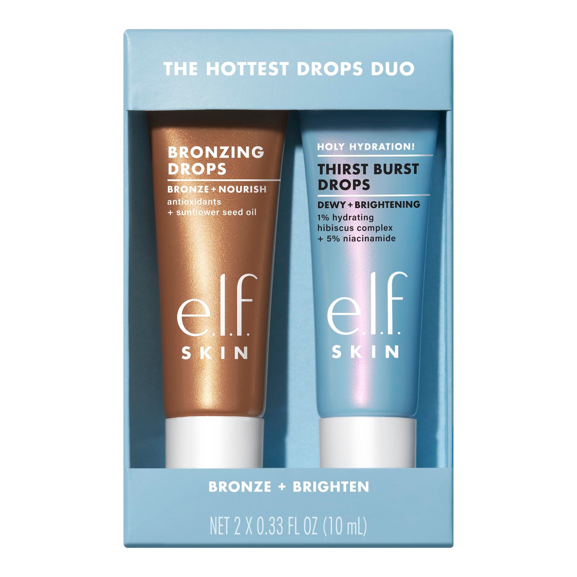 e.l.f. SKIN The Hottest Drops Duo, Holy Hydration! Thirst Burst Drops & Bronzing Drops Skincare Set, For A Dewy, Sun-Kissed Look, Vegan & Cruelty-Free on Amazon.ae - Price Tracker