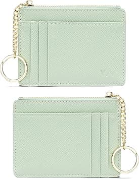 Slim RFID Blocking Card Holder Small Pocket Wallet Keychian Zipper Coin Purse Minimalist Leather Cash & Coin & Cards Case for Women Men, Green, s, Rfid Wallet on Amazon.ae - Price Tracker