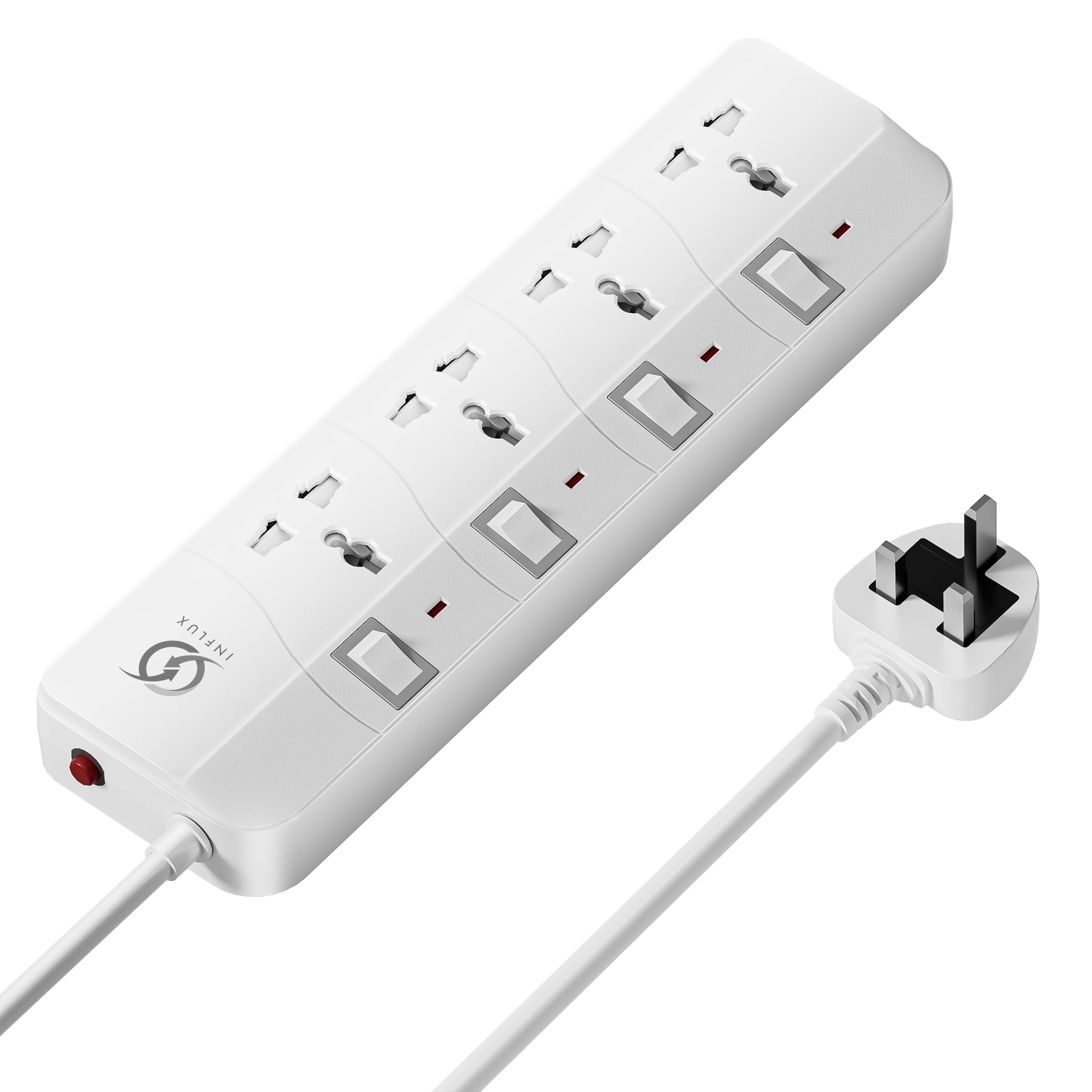INFLUX Extension Cord with 4-Outlet - 5 Meter Multi Plug Extension Cable for Maximum Reach and Versatility - Power Strip with Universal Plug adapter and Heavy duty power Cord with 13A Fused plug. on Amazon.ae - Price Tracker