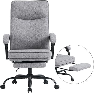 MZLEE Office Chair with Footrest Ergonomic Computer Chair with Padded Linkage Armrests Comfy Reclining Fabric Desk Chairs for Home Office Game(Grey 150kg) على Amazon.ae - متتبع الأسعار