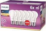 PHILIPS LED E27 Frosted Light Bulbs, 8 W (60 W) - Warm White, Pack of 6 - متتبع أسعار Amazon.sa