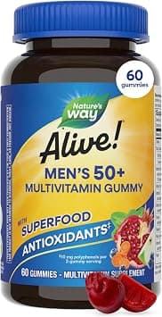 Nature's Way Alive Men's 50+ Multivitamin Gummies Fruit Flavor | Brain, Eye & Heart Support with Orchard Fruits & Garden Veggies Blend, 100mg per 2-Gummy Serving | 60 Gummies on Amazon.ae - Price Tracker