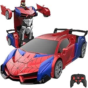Spider Transform RC Cars Toys with Eye & Underbody Lights, 2.4GHz Remote Control Car One-Button Deformation, Fast 360°Rotation Robot Toys Birthday Gifts for 3 4 5 6 7 8 9 10 Year Old Boys Age 4-7 8-12 on Amazon.ae - Price Tracker