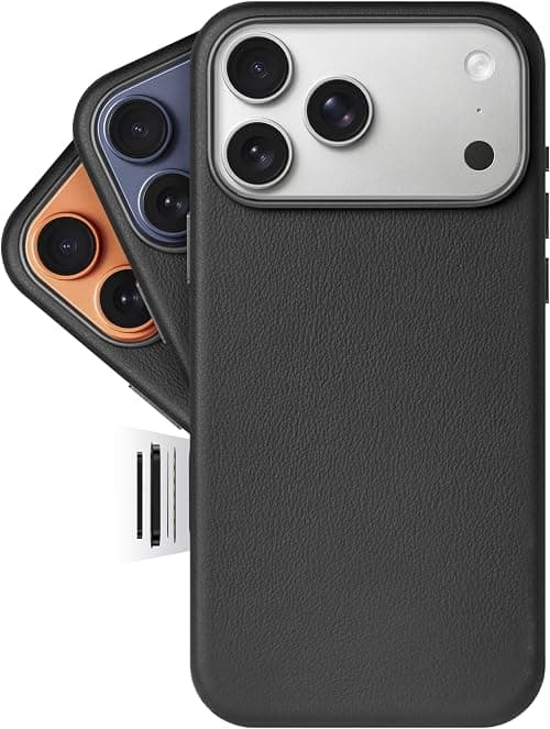 LONLI Classic | Premium Leather Case for iPhone 17 Pro Max - Made of European Vachetta Leather (Gold Standard) - With Camera Controls & MagSafe Compatibility - Black on Amazon.ae - Price Tracker