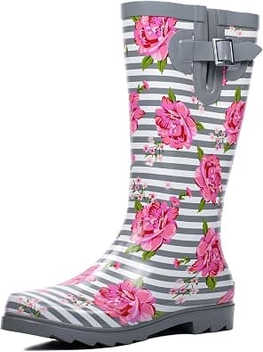 landchief Mid-Calf Women's Rubber Rain Boots Printed Waterproof Women's Rain Footware on Amazon.ae - Price Tracker
