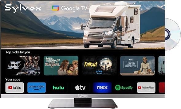 SYLVOX 22 Inch Smart TV with DVD Player, Frameless 1080P FHD, DVB/T2/S2, Hi-Fi Speakers, Small Television with Google Cast, Voice Remote, Bluetooth WiFi, 12V TVs for Motorhomes, Home, Caravans on Amazon.ae - Price Tracker