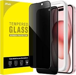 JETech Privacy Full Coverage Screen Protector for iPhone 15 6.1-Inch, Black Edge Anti-Spy Tempered Glass Film with Easy Installation Tool, Case-Friendly, 2-Pack - Best Deal Finder