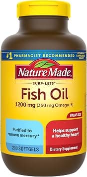 Nature Made Burp-Less Fish Oil 1200 mg, 200 Softgels, Fish Oil Omega 3 Supplement For Heart Health on Amazon.ae - Price Tracker