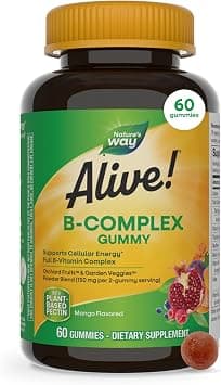 Nature's Way Alive B-Complex Gummies Mango | Cellular Energy Support with Orchard Fruits & Garden Veggies Blend, Plant-Based Pectin, 150mg per 2-Gummy Serving | 60 Gummies على Amazon.ae - متتبع الأسعار