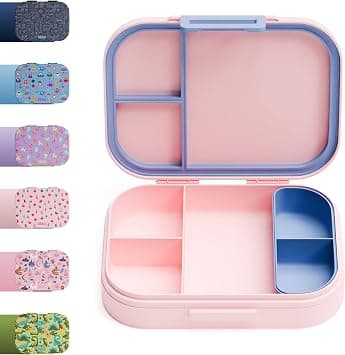 BEOLA Bento Box with 5 Compartments, BPA Free Plastic Lunch Container, Leakproof School Tiffin Lunch Box with Lid, Snack Organizer, Lightweight Food Storage (Ballet Hearts) على Amazon.ae - متتبع الأسعار