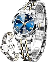 OLEVS Ladies Watches Quartz Rose Gold Crystal Stainless Steel Fashion Women Wrist Watch Waterproof - Best Deal Finder