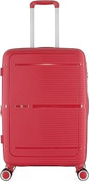 H.T Luggage Checked-Medium–Durable Hard Shell Suitcases with Spinner Wheels, Telescopic Handle & Anti-Theft Zippers (66 Litres, Lightweight Travel Suitcase) (Rose Red, Checked-Medium 24") on Amazon - Best Deal Finder