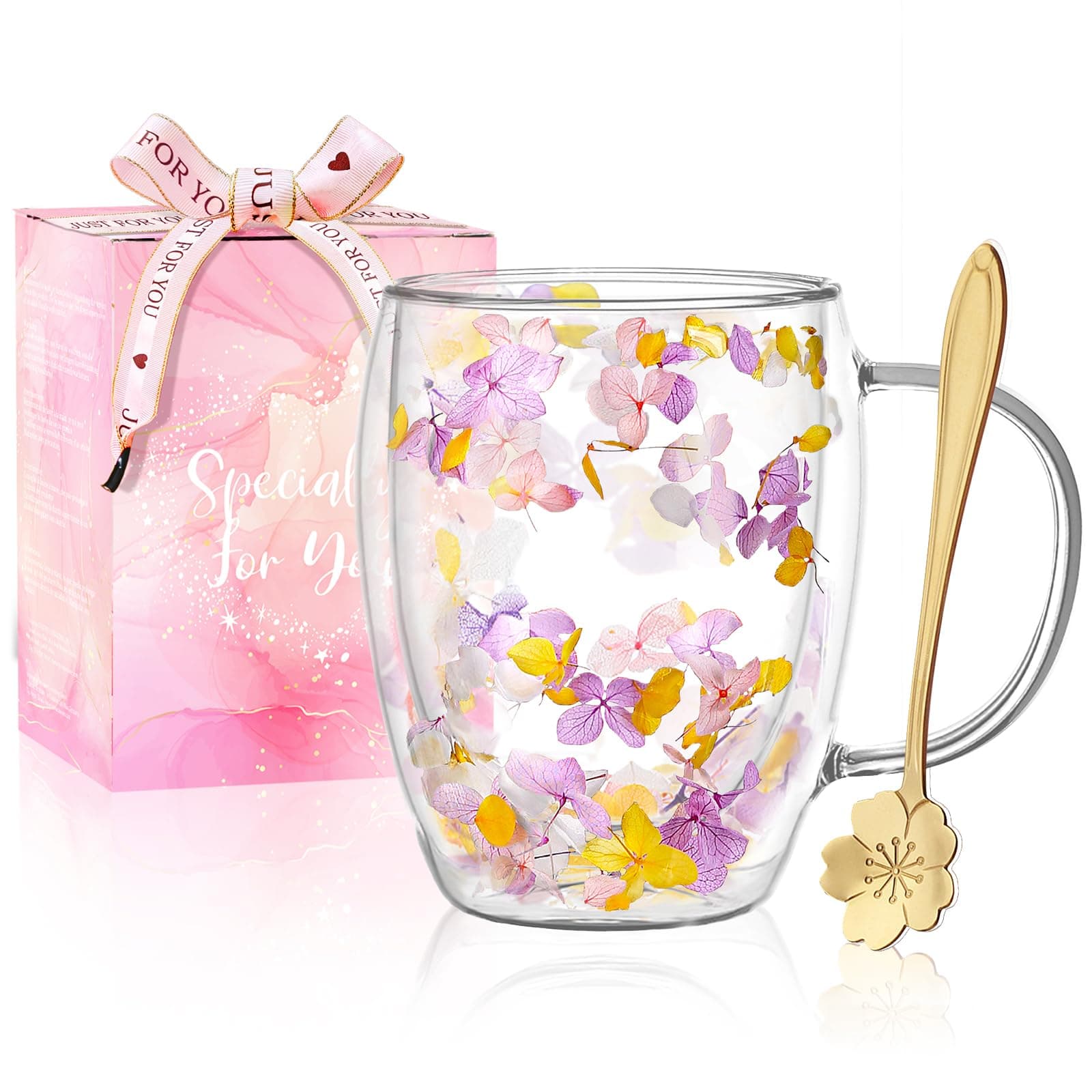 Arefen Aesthetic Dried Flowers Double Wall Glass Coffee Mugs Cute Tea Cups with Handles Insulated Heat Resistant Christmas Birthday Gifts for Women Best Friend Teacher Mum Gifts New Home Gift Ideas on Amazon.ae - Price Tracker