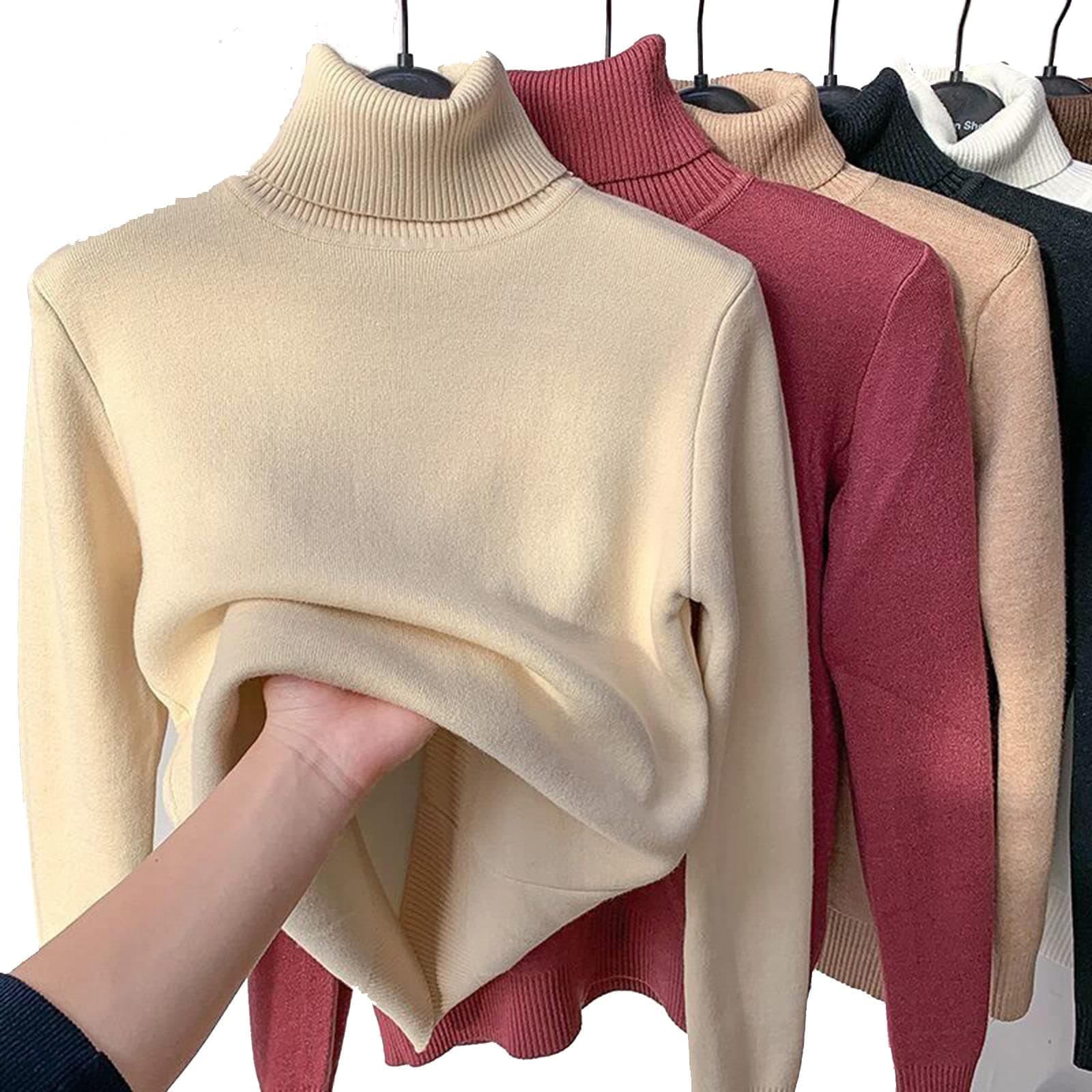 QISNG Winter Fleece Thick Knitted Bottoming Shirt, 2023 New Casual Thick Turtleneck Sweater Soft Thermal, M on Amazon.ae - Price Tracker