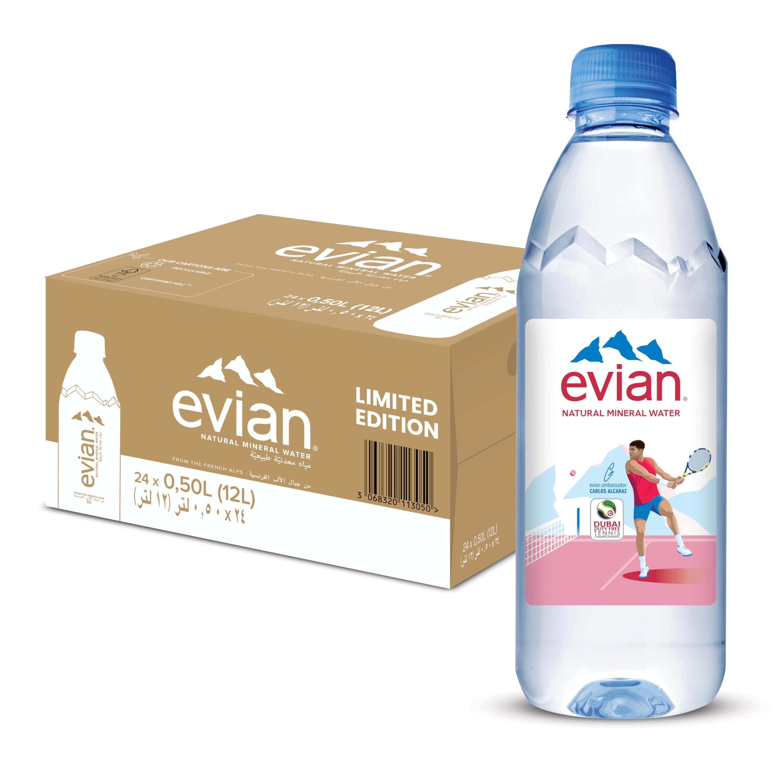 Evian Mineral Water, Naturally Filtered Drinking Water, 500ml Bottled Water Crafted by Nature, Case of 24 x 500 ML Evian Water Bottles on Amazon.ae - Price Tracker