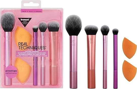 Real Techniques MakEUp Brush Set With 2 Sponge Blenders For Eyeshadow, Foundation, Blush, And Concealer, 6 Piece MakEUp Brush Set on Amazon.ae - Price Tracker