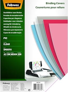 Fellowes 53764 PVC Cover Sheets 200 Micron Clear - Best Deal Finder