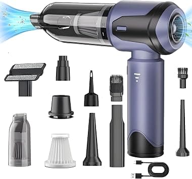 4 in 1 Wireless Car Vacuum,15000PA Portable Rechargeable Vacuums Cleaner,Brushless Motor Handheld Cars Vacuum,Strong Suction Air Duster Vacuums for Cleaning Pet Hair,Home, Desktop,Office,Car (Blue) - متتبع أسعار Amazon.sa