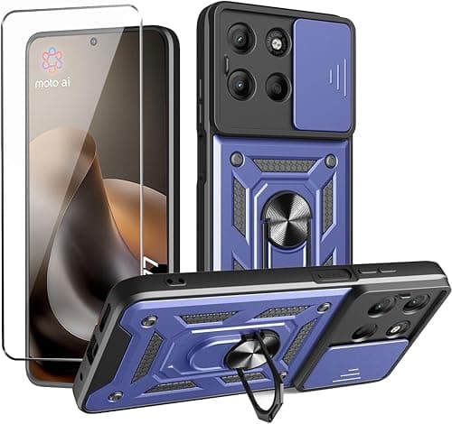Case for Motorola Moto G77 5G (6.78 Inches) + 1 x Tempered Glass Screen Protector – 360 Full Body Protection Reinforced PC Armor Heavy Duty Shockproof Bumper Case Cover - Blue on Amazon.ae - Price Tracker