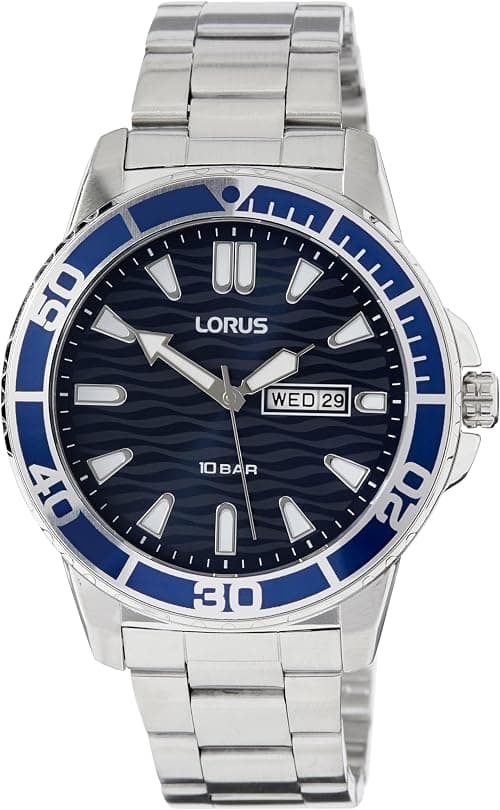 Lorus Men's Analog Quartz Watch with Metal Strap RH357AX9, Blue, bracelet على Amazon.ae - متتبع الأسعار