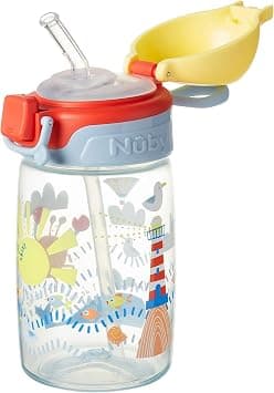 Nuby Super Straw Water Bottle - No Spill Active Toddler Sippy Cup | 360ml / 12oz | Carry Handle | Dishwasher Safe | Suitable Beaker for 12-18 Months Plus (Sunshine) على Amazon.ae - متتبع الأسعار