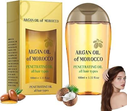 Moroccan Argan Oil Extra Penetrating Hair Oil, 100ml - Salon-Quality Dry & Damaged Hair Treatment, Intense Moisture, Frizz Control, Shine Enhancer, Split End Repair for All Hair Types - دليلك لأفضل العروض