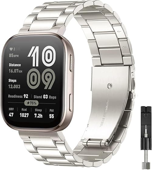 Metal Watch Bands Compatible with Amazfit Bip 6/Bip 5,22mm Stainless Steel Straps Wristband for Amazfit GTR 4/ GTR 3 Pro/GTR 3/GTR 2/GTR 2e/GTR 47mm/Balance 2/Cheetah Men Women on Amazon.ae - Price Tracker