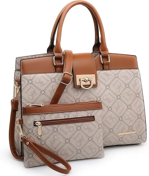 Dasein Handbags for Women Purses Monogram Satchel Purse Large Tote Ladies Handbag Shoulder Bags Top Handle Work Bag 2pcs Set on Amazon.ae - Price Tracker