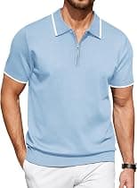 COOFANDY Men's Zipper Polo Shirt Casual Knit Short Sleeve Polo T Shirt Classic Fit Shirts - Best Deal Finder