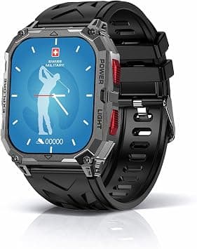 Swiss Military Alps Sport Rugged Smartwatch for Men | 1.97" AMOLED | Bluetooth Calling | 30-Day Battery | IP68 | Built-in Flashlight | Fitness Tracker| Arabic Hindi- Red Button with Gun Metal Frame على Amazon.ae - متتبع الأسعار
