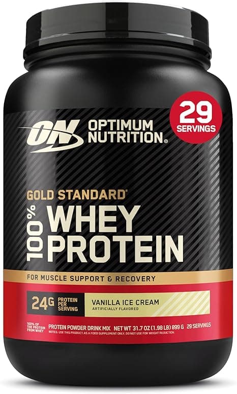 Optimum Nutrition (ON) Gold Standard 100% Whey Protein Powder Primary Source Isolate, 24 Grams of Protein for Muscle Support and Recovery - Vanilla Ice Cream, 2 Lbs, 29 Servings (899 Grams) on Amazon.ae - Price Tracker