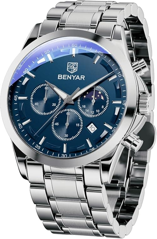 BY BENYAR Mens Watches BY BENYAR Chronograph Analog Quartz Movement Stylish Sports Designer Wrist Watch 30M Waterproof Elegant Gift for Men على Amazon.ae - متتبع الأسعار