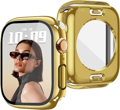 JR.DM Waterproof Case Compatible with Apple Watch Series 11/10 46mm, 360 Full Protective Cover with 9H Tempered Glass Screen Protector, Hard PC Bumper with Back Frame for iWatch Accessories, Gold on Amazon.ae - Price Tracker